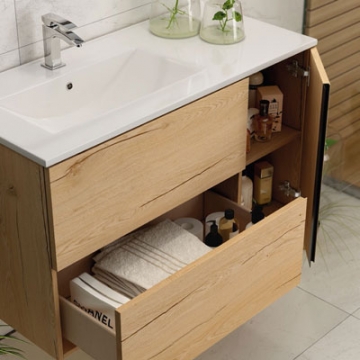 Ensemble Meuble vasque Black Onix 80cm Iron Oak suspendu