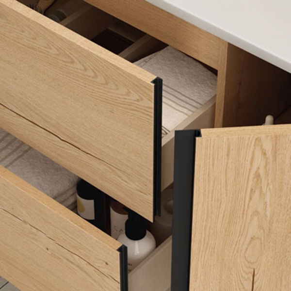 Ensemble Meuble vasque Black Onix 80cm Iron Oak suspendu