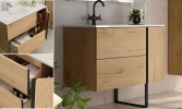 Ensemble Meuble vasque Black Onix 80cm Roble Collet suspendu