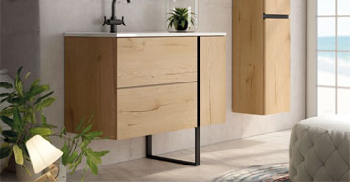 Ensemble Meuble vasque Black Onix 80cm Roble Collet suspendu