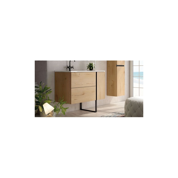 Ensemble Meuble vasque Black Onix 80cm Roble Collet suspendu