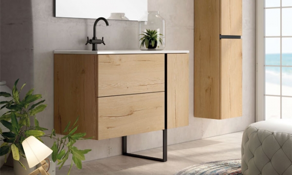 Ensemble Meuble vasque Black Onix 80cm Roble Collet sur pied