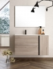 Ensemble Meuble vasque Black Onix 100cm Iron Oak suspendu