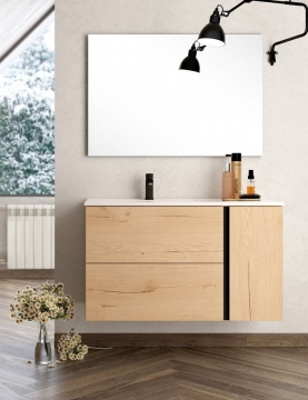 Ensemble Meuble vasque Black Onix 100cm Roble Collet suspendu