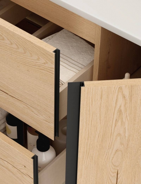 Ensemble Meuble vasque Black Onix 80cm Iron Oak sur pied